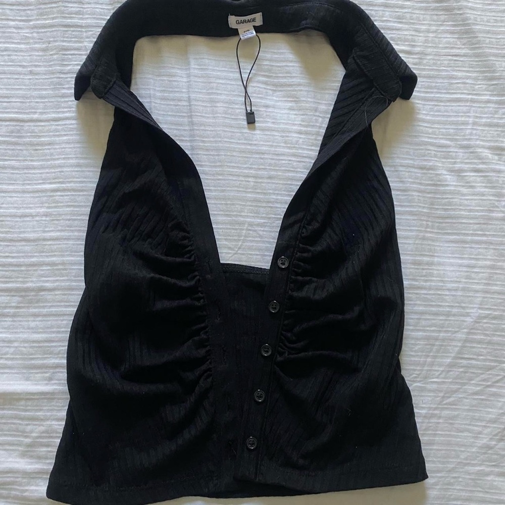 Garage Black button up tank top
